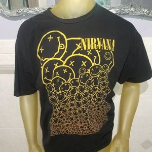 Vintage Nirvana Men's Black Smiley Face T-Shirt XL